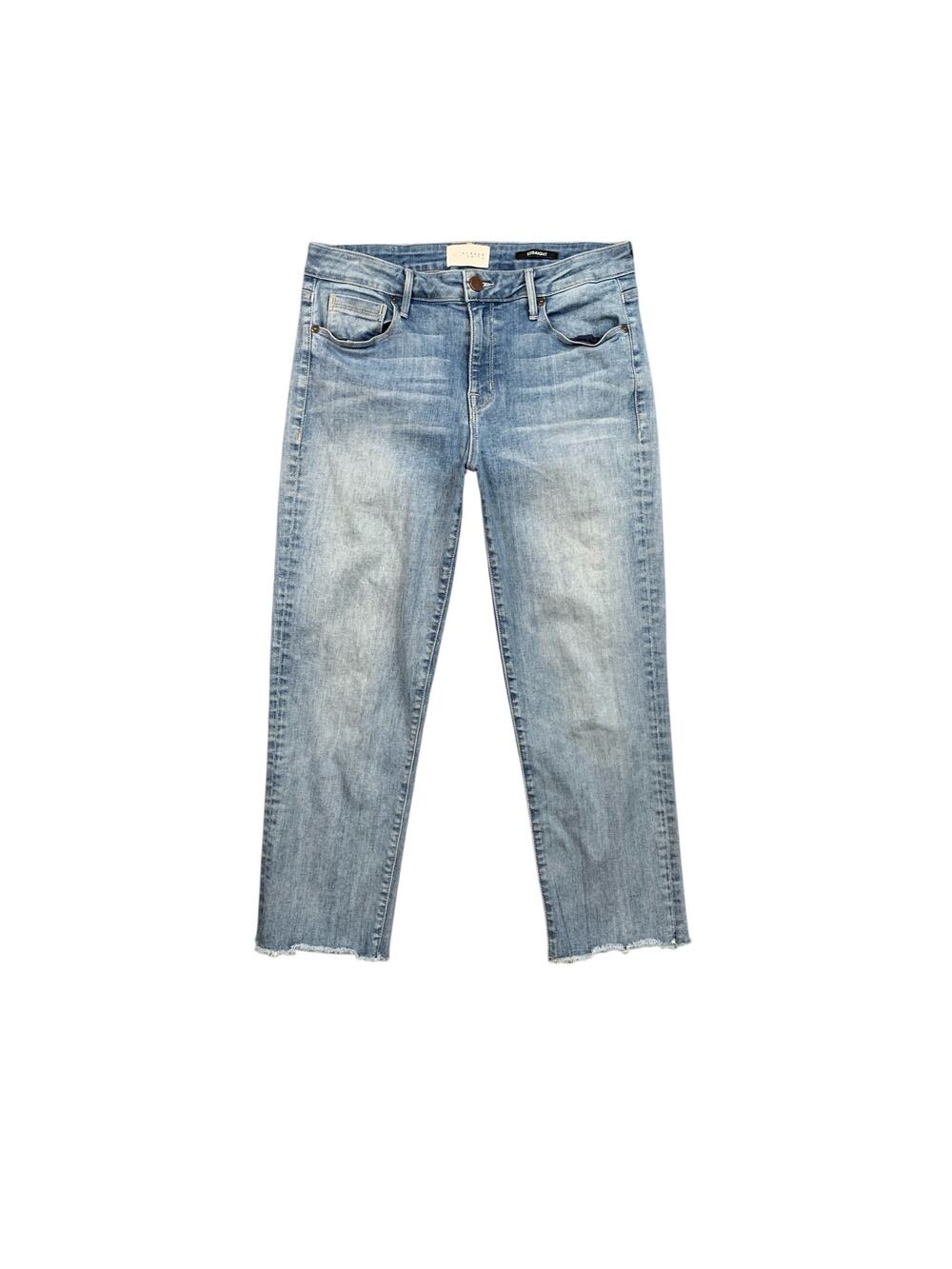 Parker Smith Jeans Womens‎ 30 Blue Denim Straight Frayed Raw Hem Stretch Capri
